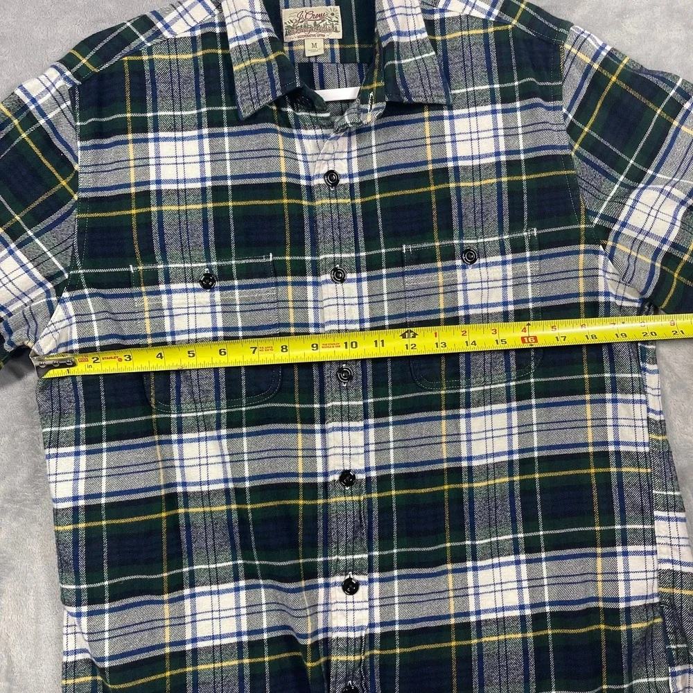 J Crew Mid Weight Flannel Shirt Men Size Medium Plaid‎ Regenerative Cotton